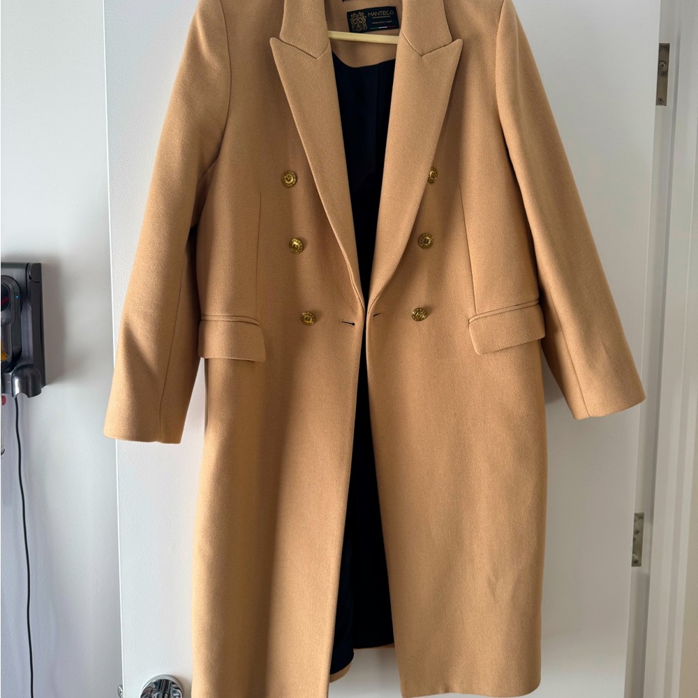 Zara Women's Tan Double-Breasted Coat - came colored Size XL